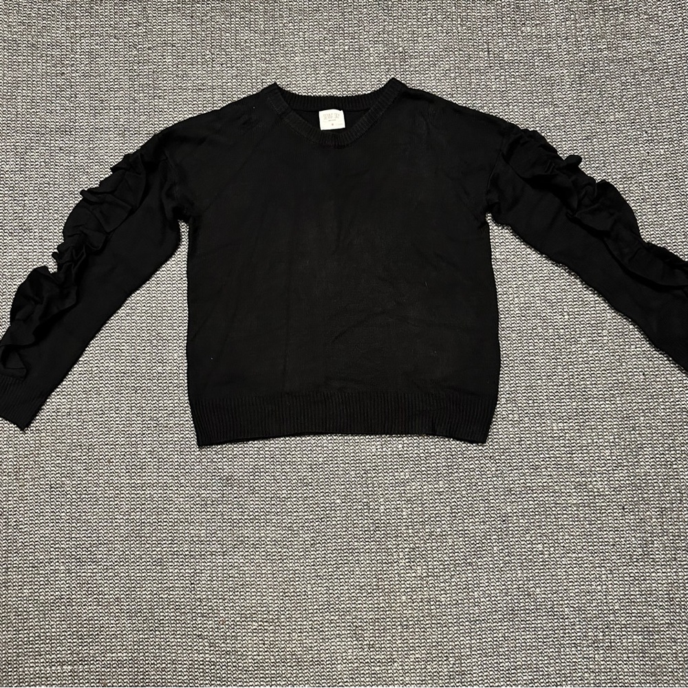 Sienna Sky Black Sweater with Ruffle Sleeves